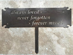 Metal memorial stake sign