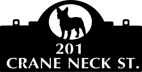3ft ADDRESS SIGN with Bulldog in black powder coat finish