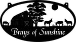 4ft Metal Sign with barn and donkeys customized with your name