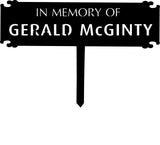 Custom metal memorial sign, in memory sign, grave marker sign,