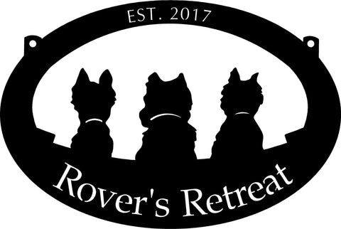 Metal sign with adorable dog silhouettes