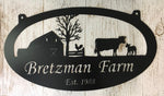 Metal Farm Sign, Barn Cow Calf chicken sign,metal barn sign 3ft