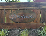 2ft Personalized 0val sign, Personalized Metal Sign, laser cut sign with your name, oval address sign