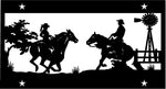 3' Western cowgirl cowboy scene metal wall art