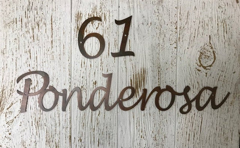 Elegant Metal address sign in script font