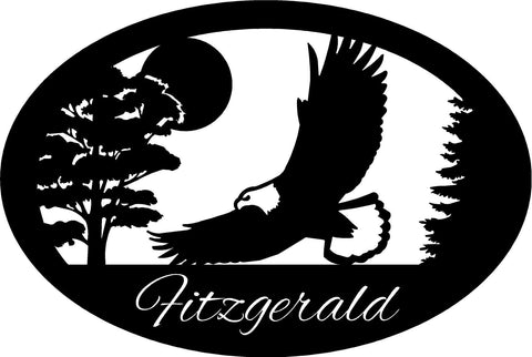 3ft EAGLE SIGN,Custom metal sign with swooping EAGLE in nature scene