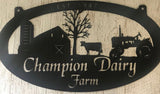 Metal Sign ,barn,cow,tractor sign 3ft,customized with your name