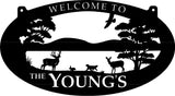 Campground sign,Lakehouse sign,Metal Sign with BUCK, D0e dog Rabbit sign