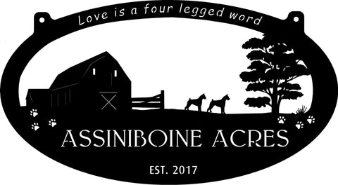 Metal Sign with  Barn and  Boxer Dogs 4ft