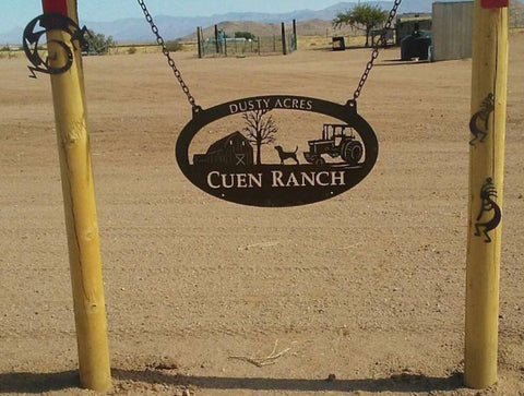 Metal Sign with  BARN, DOG, TRACTOR sign, customized with your name