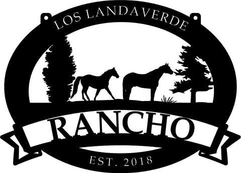 3ft metal HORSE sign with horses and YOUR name and
