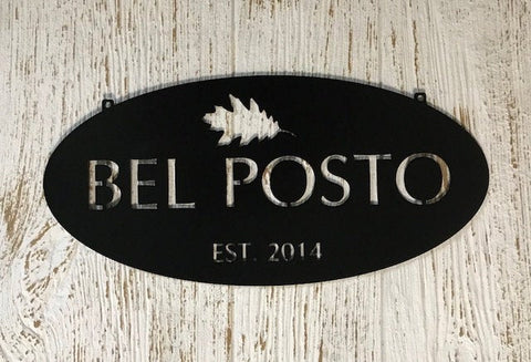 18 inch  Personalized, metal sign with OAK LEAF and your name