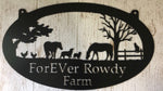 3 ft Personalized Metal Sign with HORSES, DOG ,Fence , CAT, Chickens