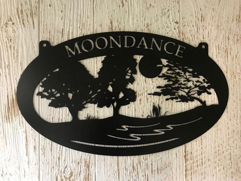 2ft Metal Nature Sign with CREEK, TREE Scene