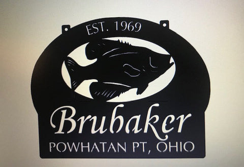 Metal CRAPPIE FISH sign, Fish sign, laser cut fish sign