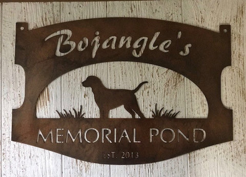 Metal DOG Sign  personalized with  LAB dog silhouette