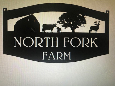 Metal Sign, COW ,Calf, BUCK Barn, 4ft sign, customized with your name