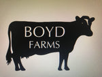 Metal COW with Farm name,3ft  sign