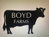 Metal COW with Farm name,3ft  sign