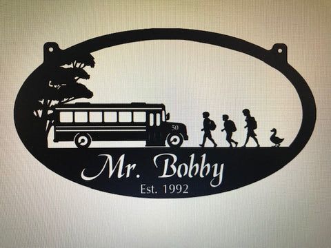Metal SCHOOL BUS Sign, 3ft,  customized with your name