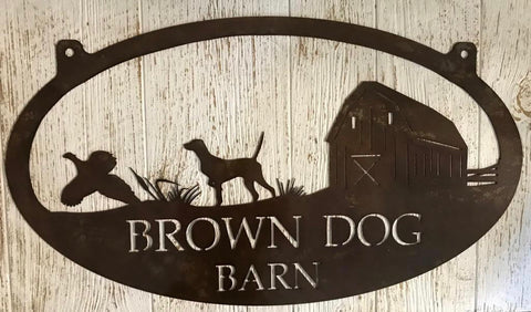 Metal PHEASANT Sign ,PHEASANt, BARN ,DOG sign, customized with your name 3foot