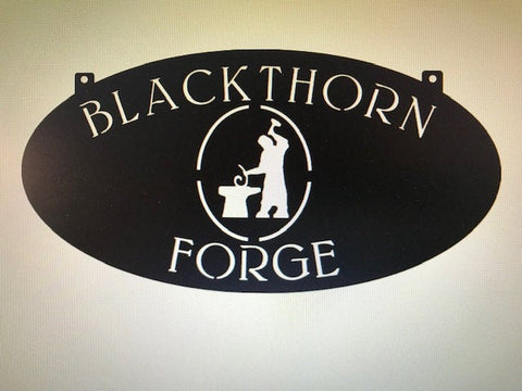 Metal BLACKSMITH sign with BLACKSMITH and HAMMER
