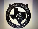 Metal TEXAS sign with HORSE HEAD , 3ft sign with custom name