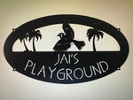 Metal bluejay  Sign, BLUEJAY PALM TREES 4ft