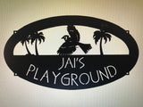 Metal bluejay  Sign, BLUEJAY PALM TREES 4ft
