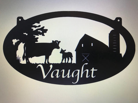 DAIRY SIGN, BARn COw CALF Sign in metal