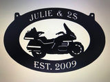 Metal MOTERCYCLE sign with motercycle and custom name