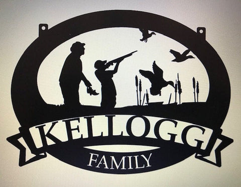 Metal hunting sign ,father/son hunting silhouette sign