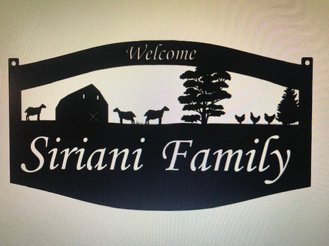 3ft Metal Sign , barn , GOAT, CHICKENS sign, customized with your name