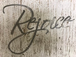Rejoice , metal word in brushed metal