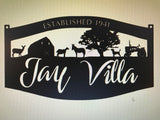 Metal Sign Barn ,DONKEY, GOAT ,DEEr, TRACTOR,4ft sign customized with your name and animals!