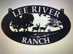 Metal WILDLIFE Sign with DEER, TURKEY scene , 4 ft sign  customized with your name