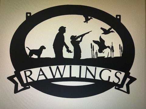 Metal hunting sign ,father/son hunting silhouette sign
