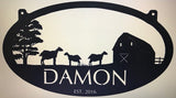 Metal GOAT Sign with  barn and goat ,  or chicken scene customized