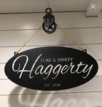 2ft Personalized 0val sign, Personalized Metal Sign, laser cut sign with your name, oval address sign