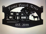 Metal HOUSE Sign with  house, front porch  horse sign, 3ft