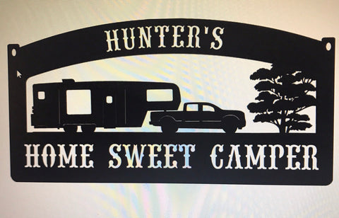 Metal CAMPER sign, CAMPER,pickup truck sign, dogcamper sign, campsite sign, laser cut camper sign