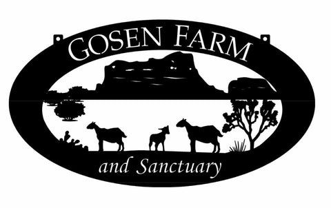 4ft Metal goat Sign  with GOATS, DESERT silhouette