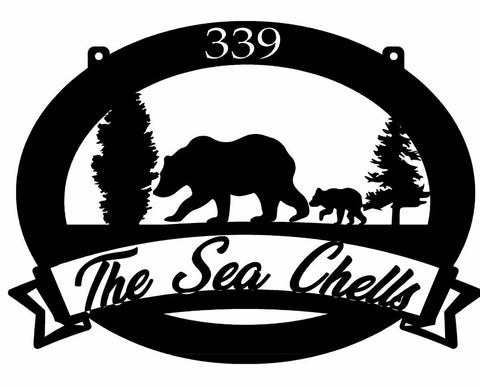 Metal BEAR sign,BEAR and Cubs sign, bear EVERGREEN Sign customized