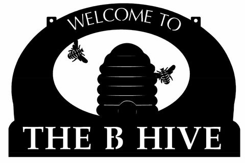 Custom metal BEE sign with bee skep