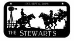 Metal cowgirl/boy sign personalized