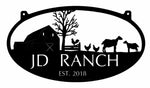 Metal GOAT Sign with  barn and goat ,  or chicken scene customized