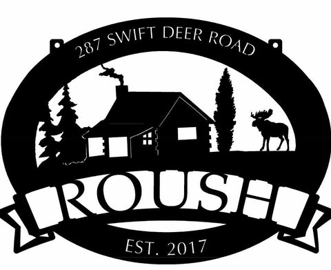 Metal Cabin moose or bear sign,3 ft  metal SIGN with CABIN and BEAR or moose