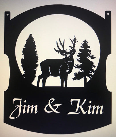 Metal BUCK sign, BUCK evergreen sign,HUGE 4ft buck sign, laser cut buck sign, buck address sign