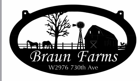 Metal HORSE Sign, Barn , Windmill Horses, fence ,3ft sign