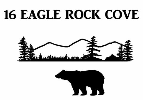 Mountain bear sign in metal